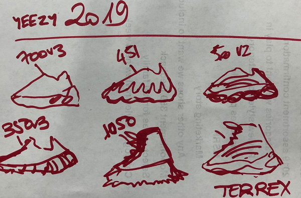 侃爷发布YEEZY 2019全新鞋款设计草图，你看懂了吗？
