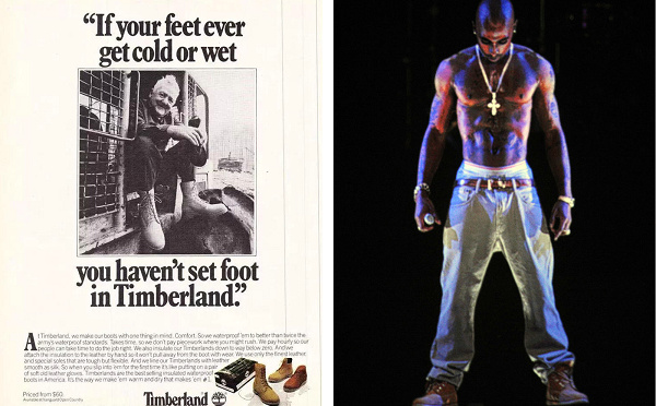 Timberland 广告海报及2Pac 演绎大黄靴.jpg