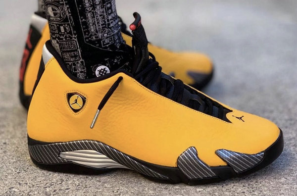 Air Jordan 14 鞋款黄色法拉利配色上脚美图赏析，即将开跑！