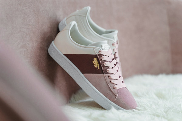 彪马 Basket Remix 鞋款白红粉配色亮相，异材质拼接设计
