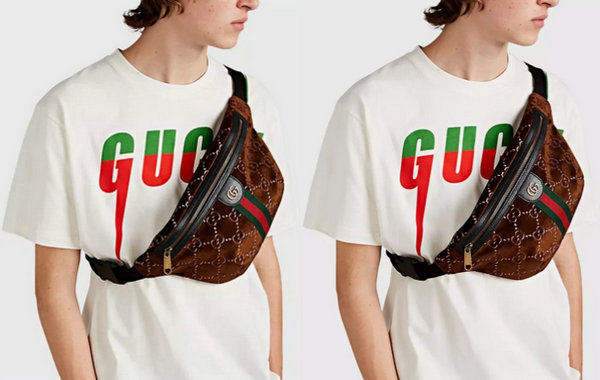 Gucci 全新双G Logo 天鹅绒腰包开售，向 80 年代致敬！
